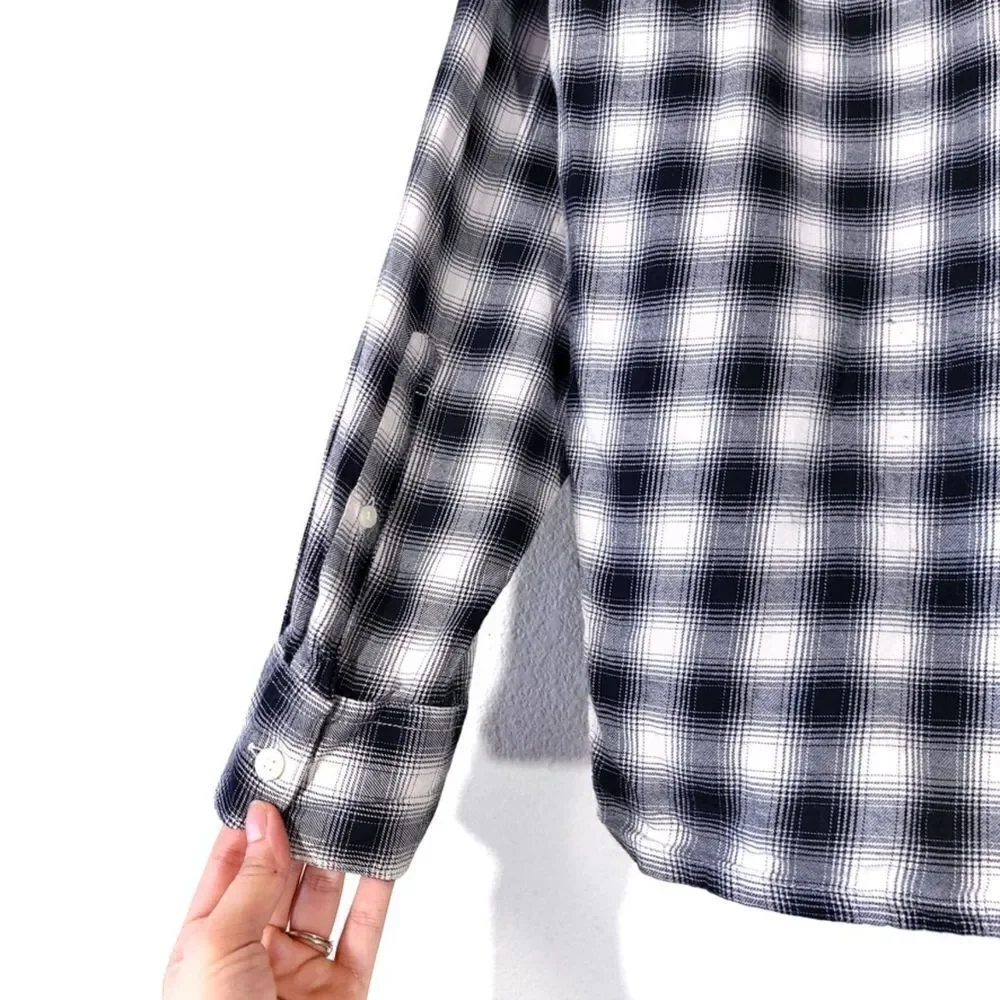 ABERCROMBIE & Fitch Boyfriend Fit Oversized Button Down Shirt in Black Plaid XL